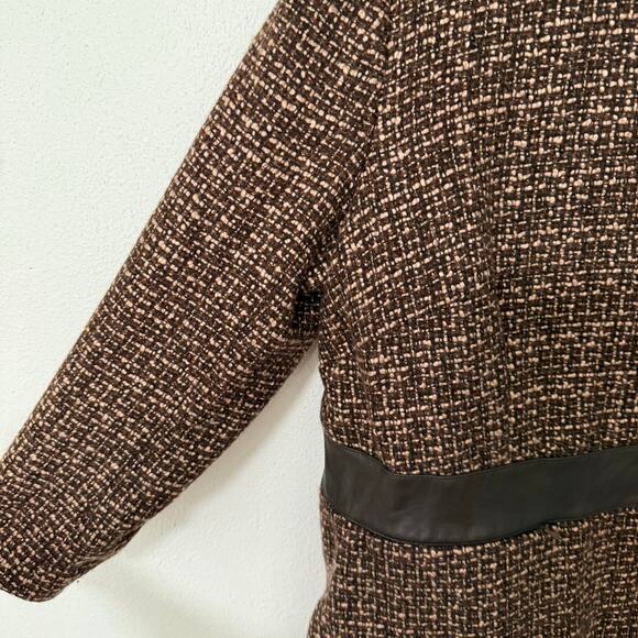 Spencer Jeremy Women's Wool Blend Tweed Leather Trim Blazer Jacket Size 2X - Picture 5 of 13